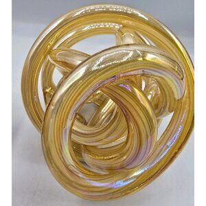 Hand Blown Glass Abstract Coiled Infinity Knot Glass Paperweight Figurine 3